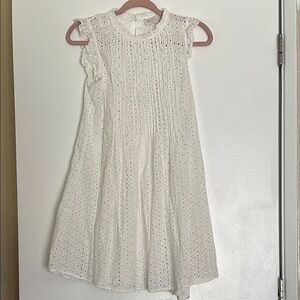 White Pleated Sleeveless Mini Sundress